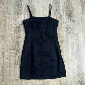 H&M Size 8 Medium Black Mini Dress Removable Straps Bow Dark Academia Vintage
